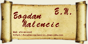 Bogdan Malenčić vizit kartica